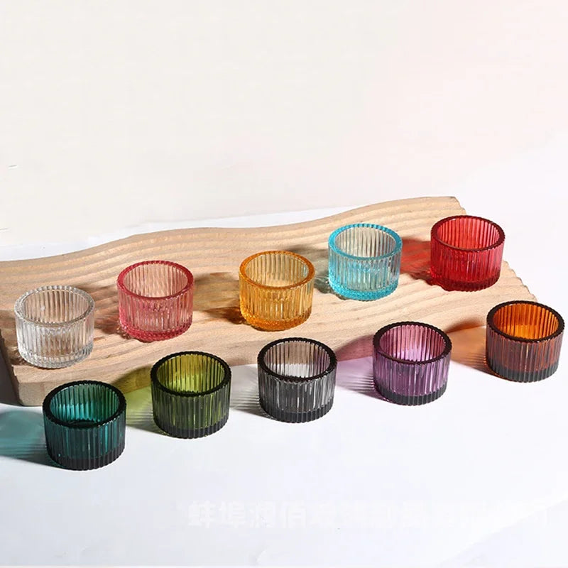 bougeoirs rose rayées modernes support bougie décoration table mariage tealights pack 10