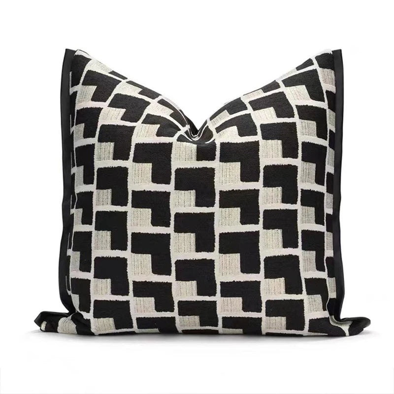 coussin carré géométrique noir blanc adhésif contemporain housses décoration salon canapé voiture decoration