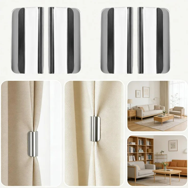 clips magnétiques rideaux argentés modernes empêcher fuite lumière chambre maison 12 paires 24 pièces