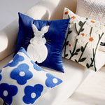 taies d'oreiller fleur brodées moderne coton polyester lit décoration maison bleu blanc vert