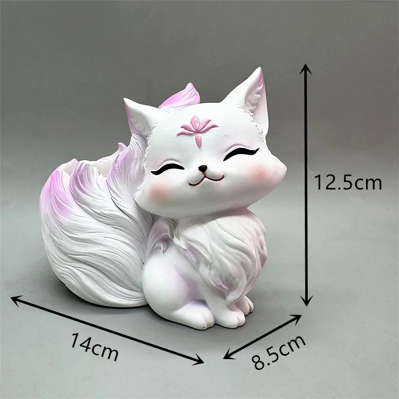 pot fleurs forme renard neuf queues silicone décoratif fleurs faux feuillage folklore japonais blanc