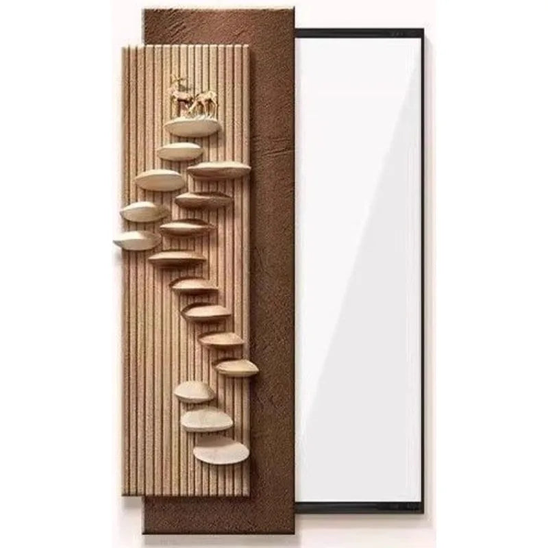 étagère murale moderne plateaux coquillage texture bois géométrique accessoire maison salon minimaliste