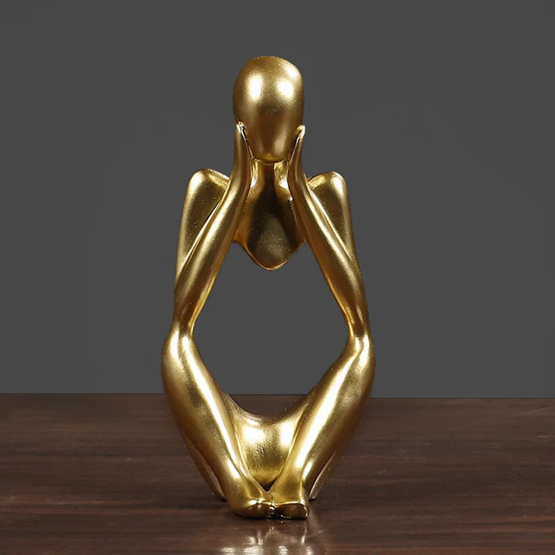 décoration intérieure moderne abstraite résine thinker statues noir doré argenté vases boisclair artworks