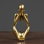 décoration intérieure moderne abstraite résine thinker statues noir doré argenté vases boisclair artworks