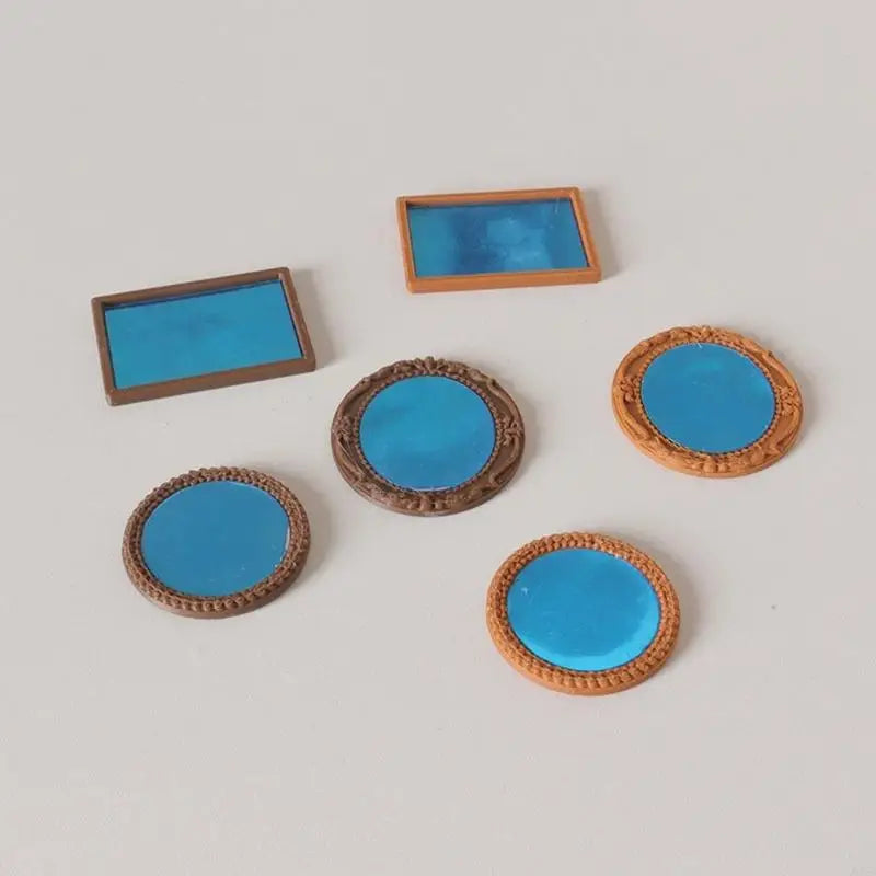miroirs brillants cadres dorés ensemble décoration chambre classique fixés adhésifsoplastique bleu brun