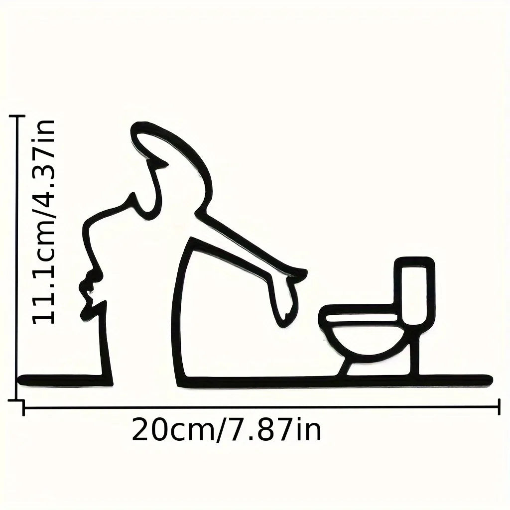 décoration murale moderne wc humoristique panneau métal noir minimaliste texte 3d facile salle bains