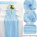 champêtre élégante table runner bleu clair texturée semi transparente décoration intérieure événementielle mariage pique