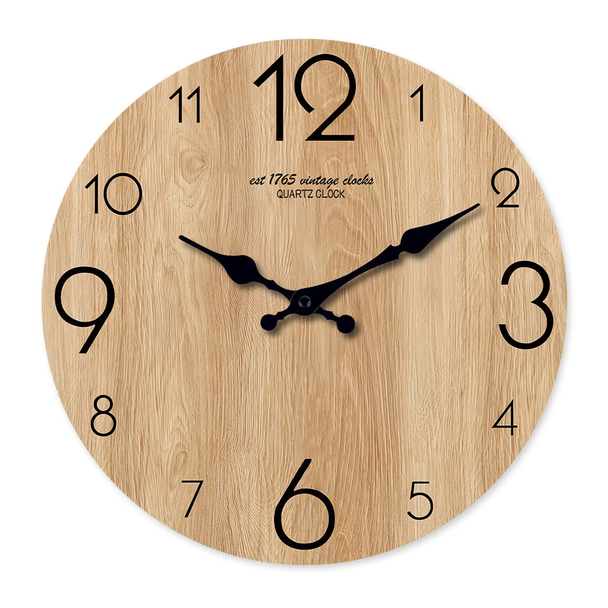 horloge murale bois naturel vintage aiguille silencieuse 25x25cm 30x30cm adhésif salon chambre