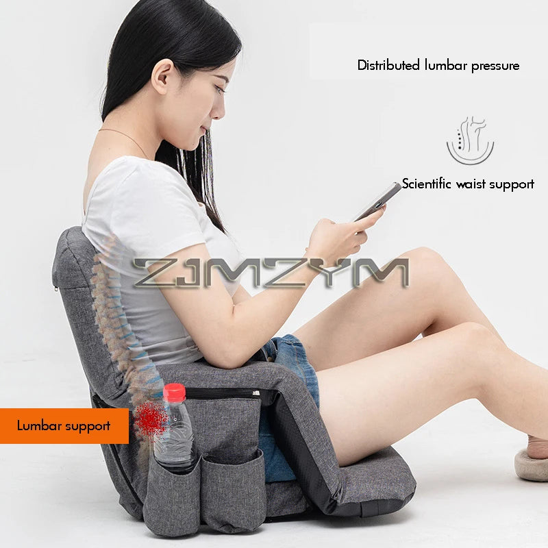 fauteuil pliable moderne gris tissu uni portable poches appui tête adjustableextérieurcamping