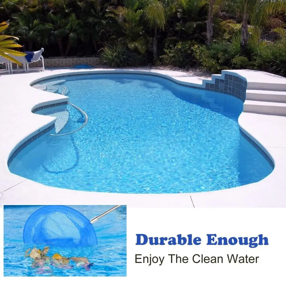 filet piscine bleu maille fine poignée souple moderne nettoyage extérieur enfants transparent acier inoxydable