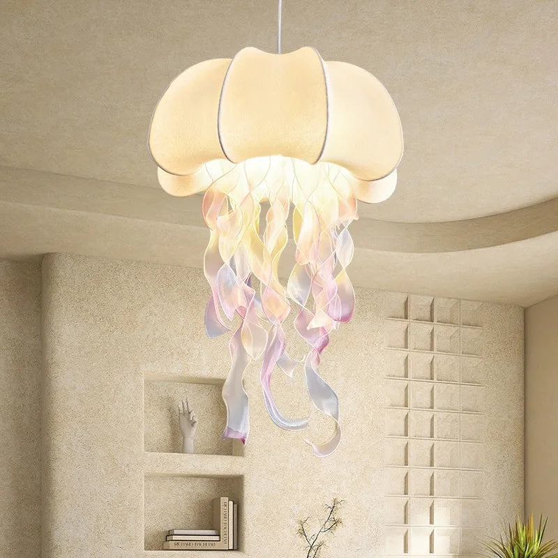suspension lumineuse moderne soie blanc rose beige gris texture légèrement rugueuse