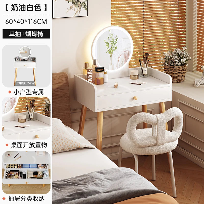 maquillage blanc moderne tiroirs chaise miroir lampe cosmétiques