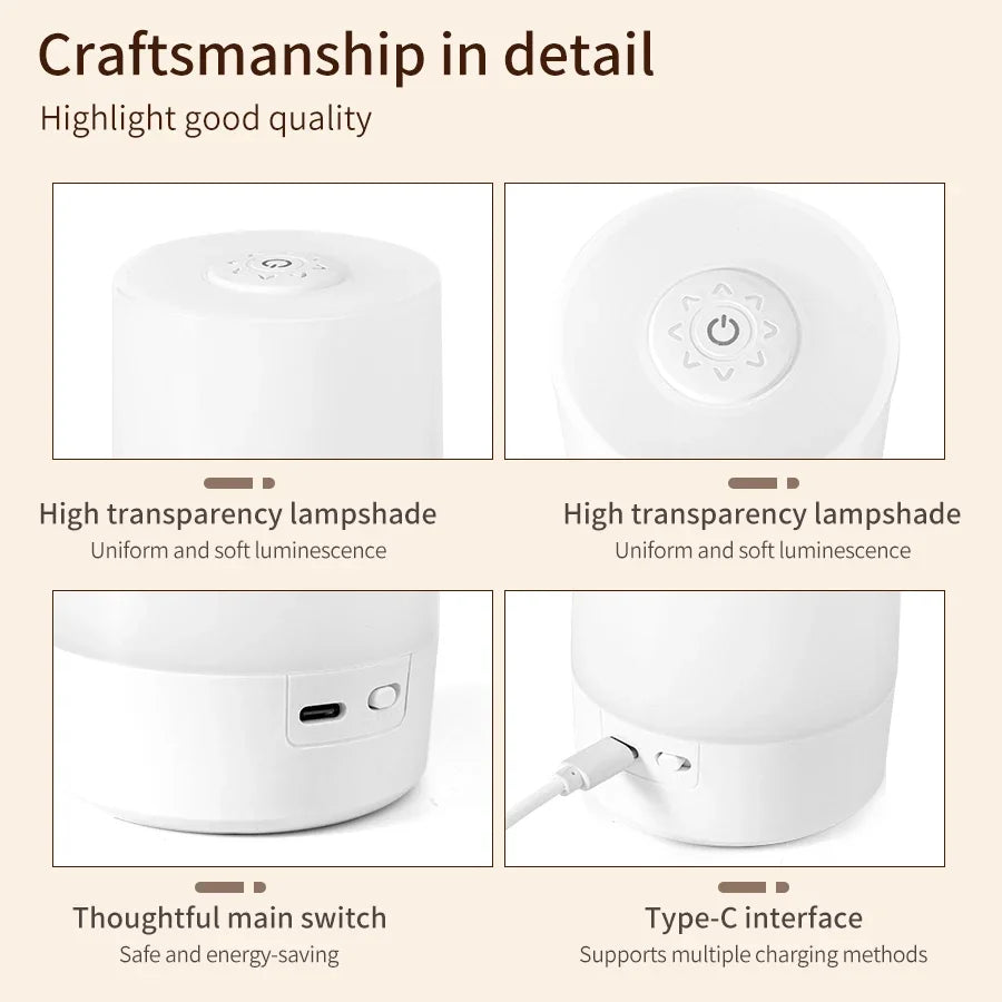 veilleuse led rechargeable tactile intensité variable blanc moderne minimaliste télécommande