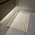tapis salle bain blanc vert moderne antidérapant coton rayures absorbant doux