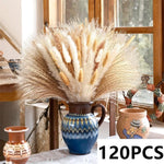 bouquet pampas séchés décoration bohème blanc beige vases différents mariage anniversaire