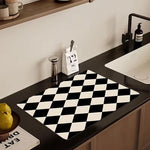 tapis cuisine carreaux géométriques noir blanc adhésif respectueux environnement moderne classique 20x30cm 30x40cm 40x60cm