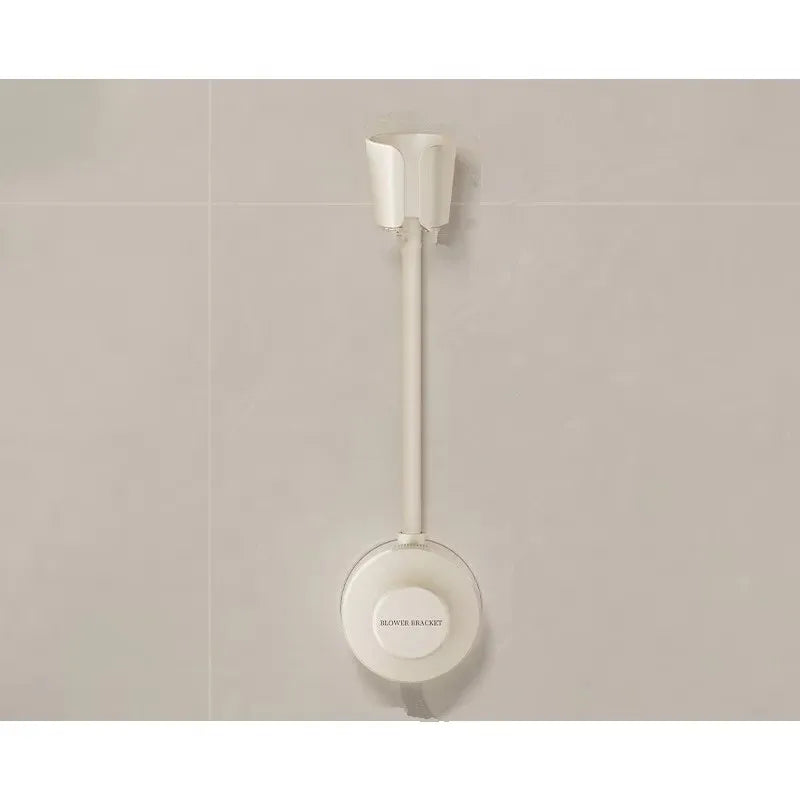 support mural sèche cheveux ventouse fixation moderne gris blanc abs réutilisable organisateur salle bain