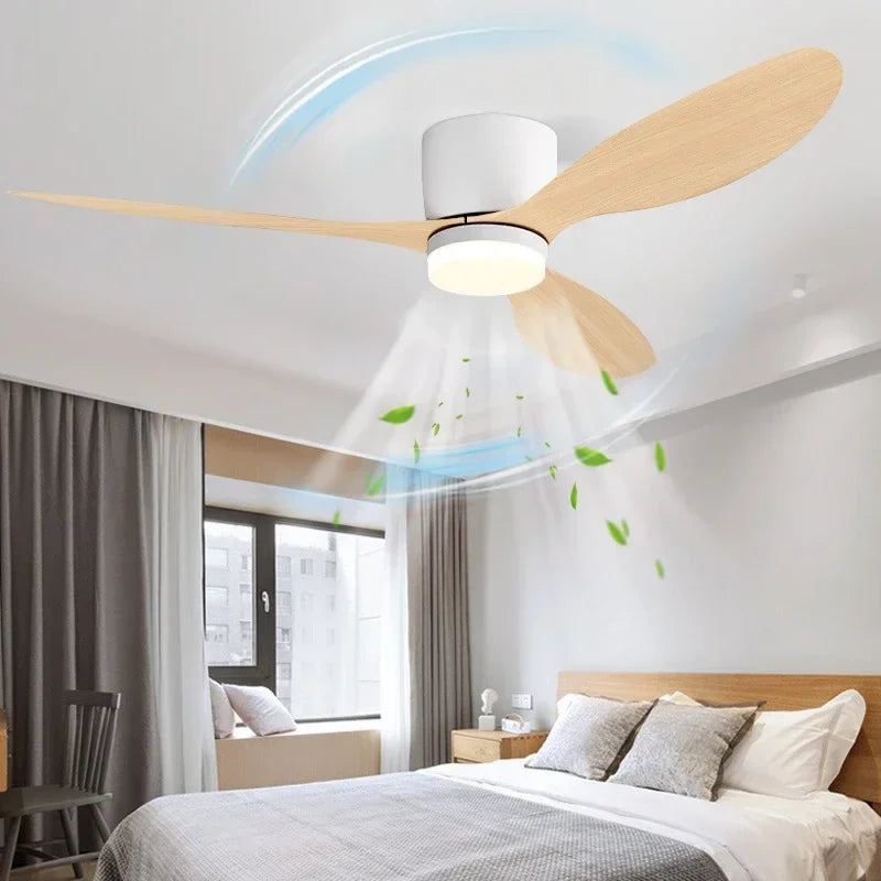 ventilateur led moderne télécommande blanc bois noir minimaliste