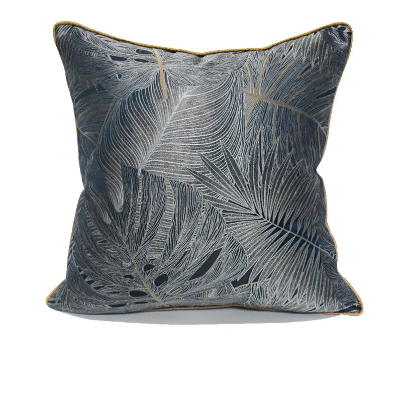 feuilles tropicales bleu marine coussin adhésif moderne decoration maison 50x50cm 45x45cm 40x60cm 30x50cm