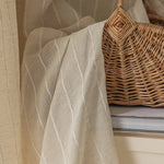 rideau moderne minimaliste lin semi transparent beige clair rayures fines w200 h260cm eyeletsextérieur