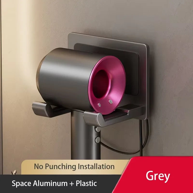 séchoir cheveux moderne adhésif mural rose métallisé gris métallisé finition brillante minimaliste