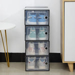 boîtes chaussures transparentes perforées moderne poignées respectueuses l'environnement gris clair