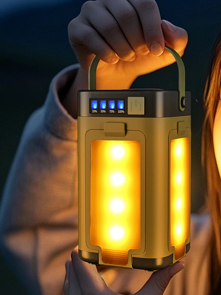 lanterne solaire rechargeable vert olive moderne poignée usb interrupteur camping