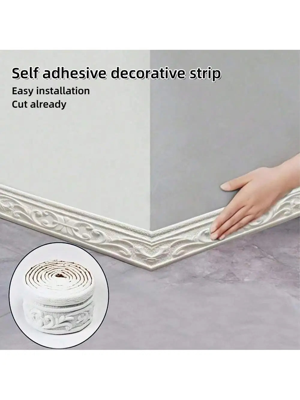 ruban décoratif auto adhésif ornements floraux classique blanc 8cm large 230cm longueur scellé maison