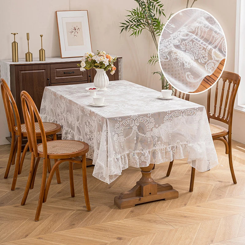 nappe table dentelle broderie florale blanc romantique moderne mariage fete hiver été