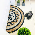 tapis d'entrée noir floral antidérapant moderne 30x60cm 40x80cm 45x90cm PVC