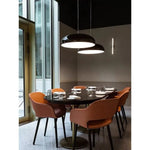 lustre suspendu bois blanc noir orange moderne câble opacité salle manger lumière