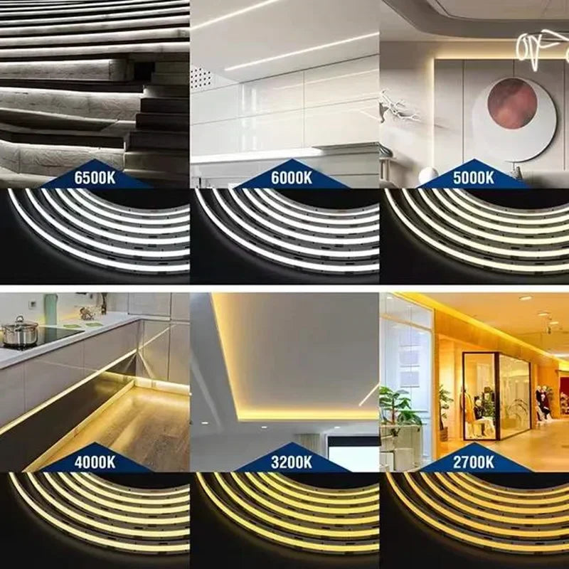 ruban led flexible blanc moderne 2700k 6500k adhésif dimmable 5mm 8mm 10mm