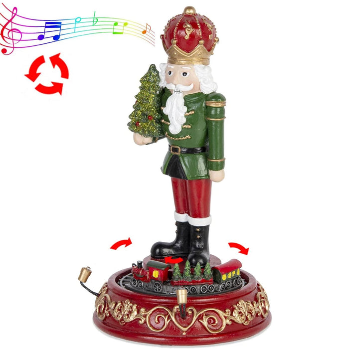 Figurine casse-noisette avec train roulant et lumière LED
