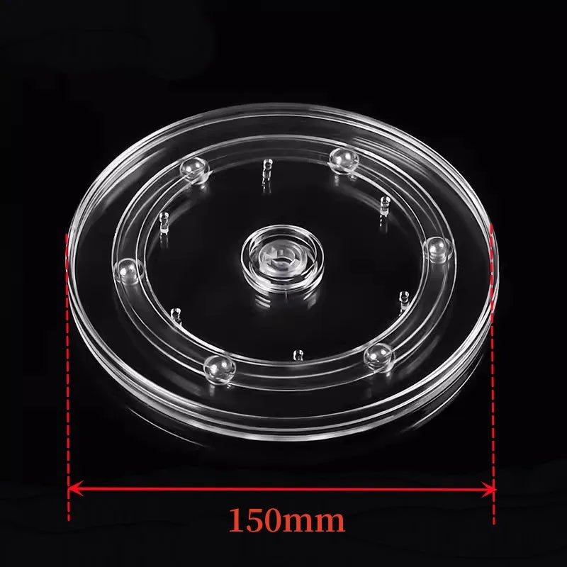 support pot transparent rotatif base ronde lazy susan plastique acrylique moderne fixations bijoux décoration
