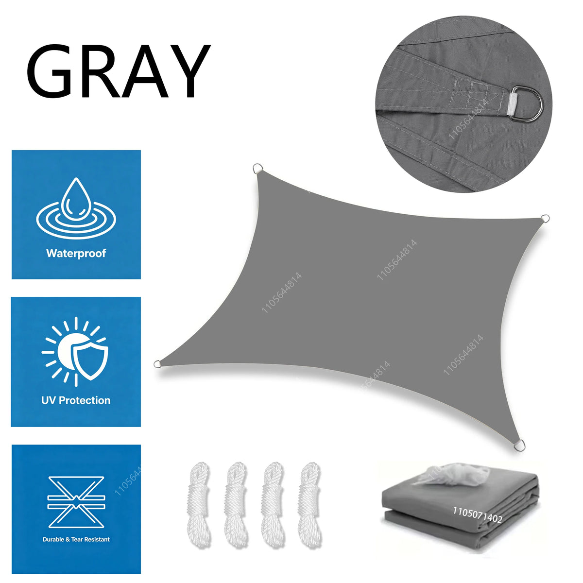 voile gris oxford résistante eau 98% uv bloque moderne ruban guide
