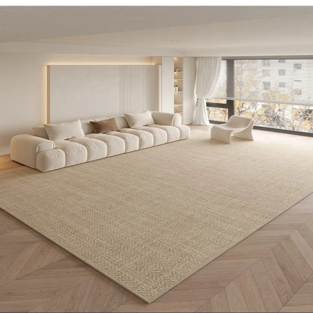 tapis moderne beige clair salon doux antidérapant non slip décoration maison chambre qualité polyester