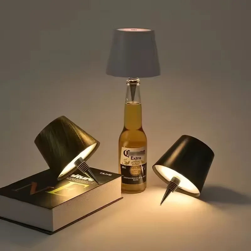 lampe table led rechargeable bouteille tactile noir blanc moderne chambreDecorationCoronaDomPérignonUSBC