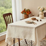 nappe table beige franges rayées rustique extérieure mariage festives dimensions variées
