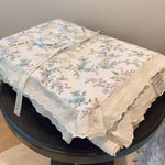 couette coton imprimé floral vintage blanc rose bleu verte translucide 200x230cm