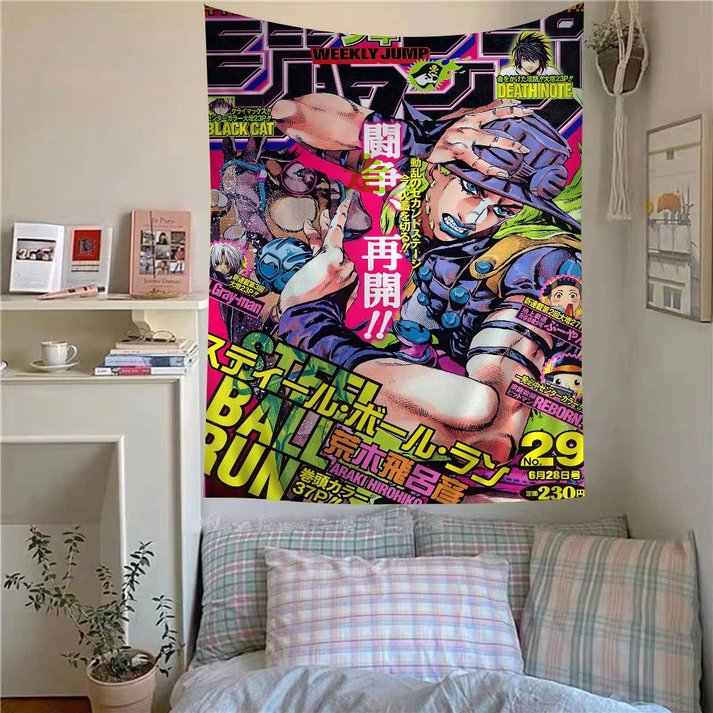 tapisserie murale manga personnage anime couleur vive décoration chambre pop art tissu polyester