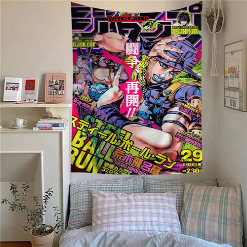 tapisserie murale manga personnage anime couleur vive décoration chambre pop art tissu polyester
