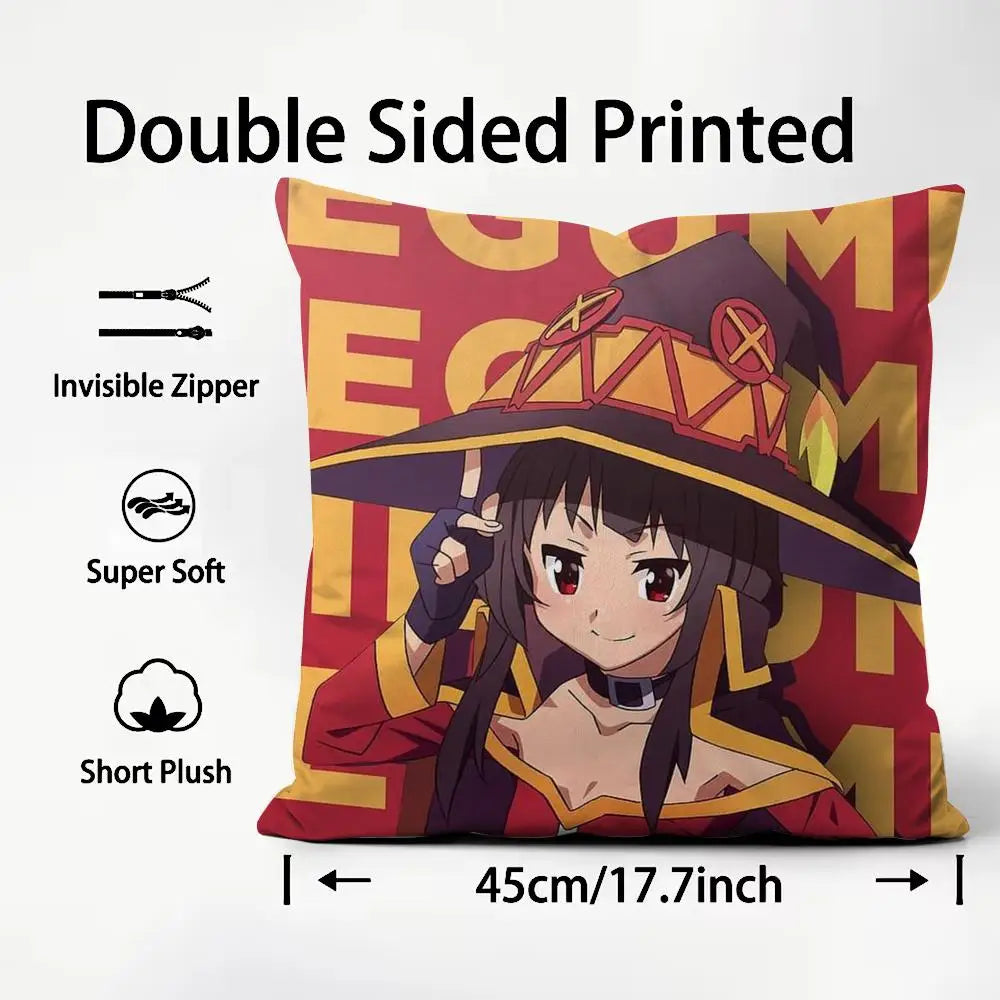 coussin anime sorcière rouge jaune noir illustration géométrique zip 45x45cm facile laver