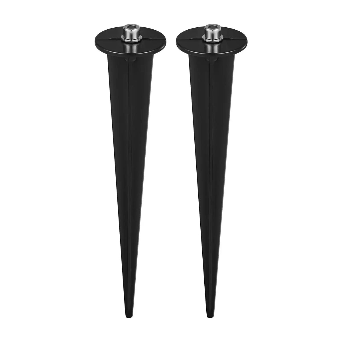 supports extérieurs spots solaires noirs lisses coniques modernes deux pièces hauteur 16cm visibles insertion