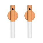 lampe poche rechargeable adhésive moderne bois marron foncé blanc texture naturelle interrupteur port charge
