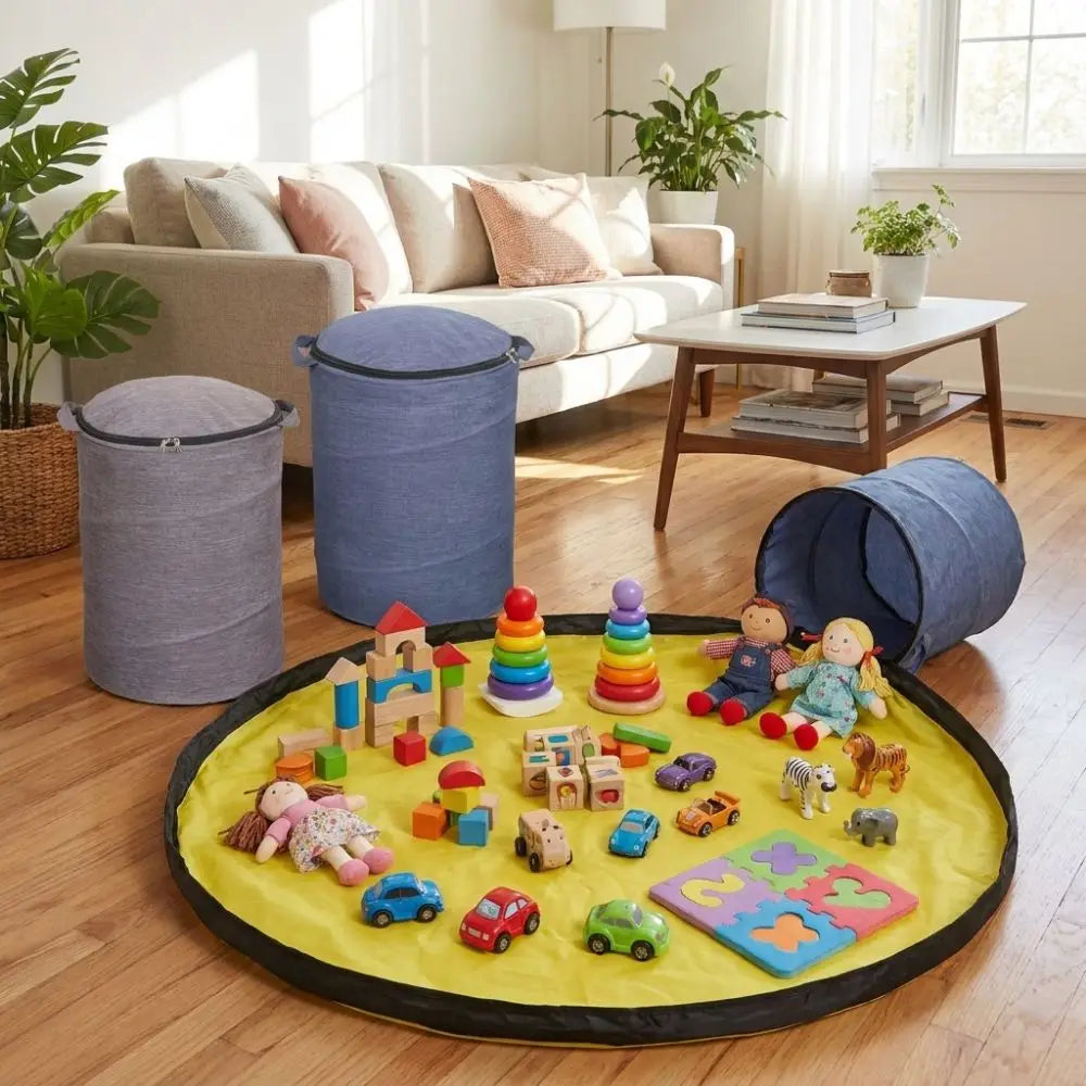 seau rangement tissu réutilisable paniers bacs pliable tunnel rangement blocs construction enfants jouets