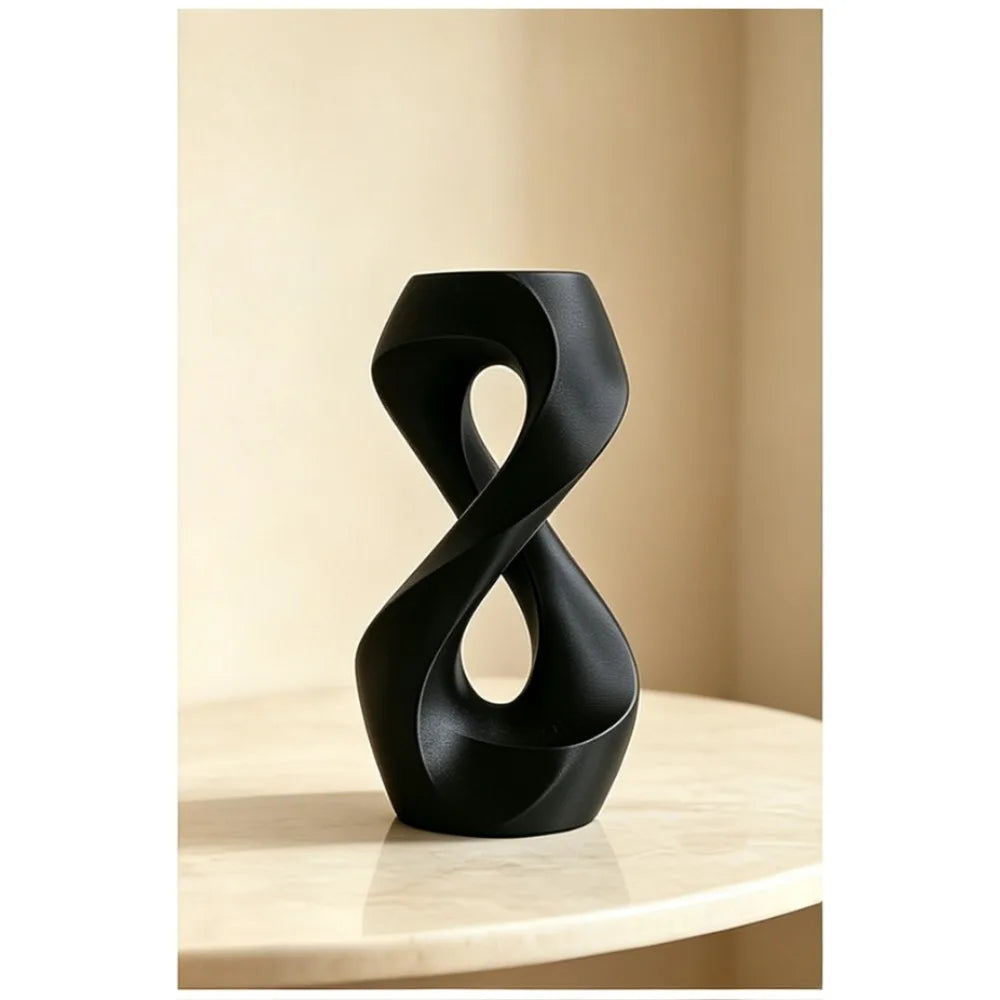 décoration intérieure moderne vase blanc noir sculpture minimaliste torsadé abstraite table centro