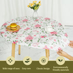nappe ronde vinyle imperméable motif floral classique noël table decoration vert blanc rose