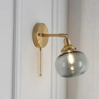 lampe murale moderne or transparent rayures ampoule led cordon interrupteur vintage électrique