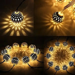 guirlande lumineuse solaire or noir 50 led modes moderne perforée géométrique festive extérieure