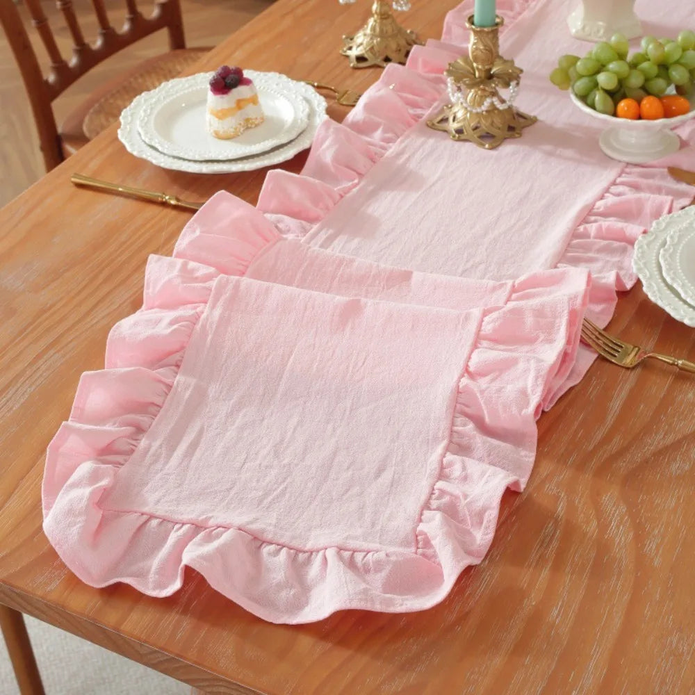 chinois table rectangulaire bleu clair rose vif blanc doux classique antidérapant coton polyester fêtes